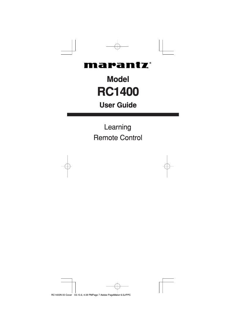 Page 1 of the manual User Manual Marantz RC1400