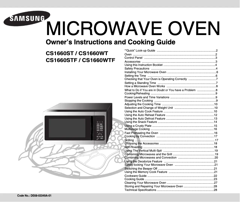 First page image of the manual for CST1660WT