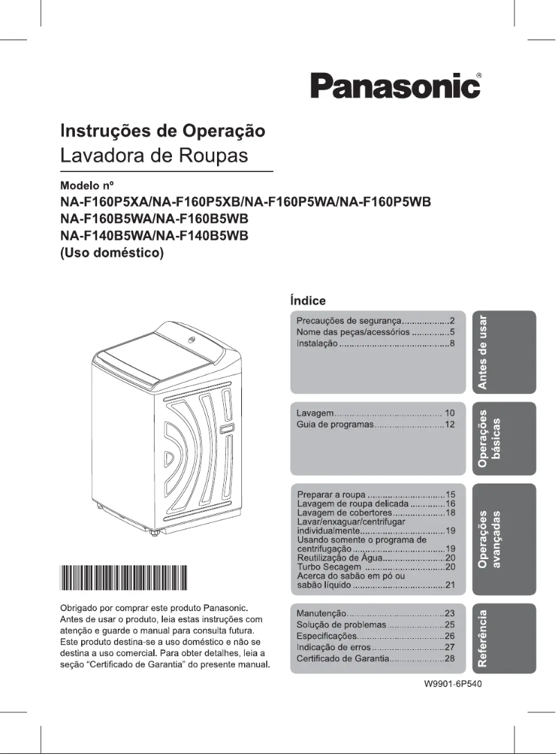 Page 1 of the manual User Manual Panasonic NA-F140B5WB