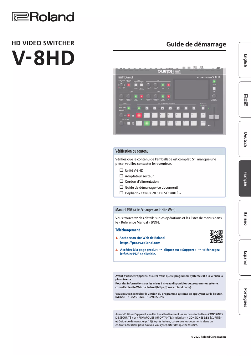 First page image of the manual for V-8HD