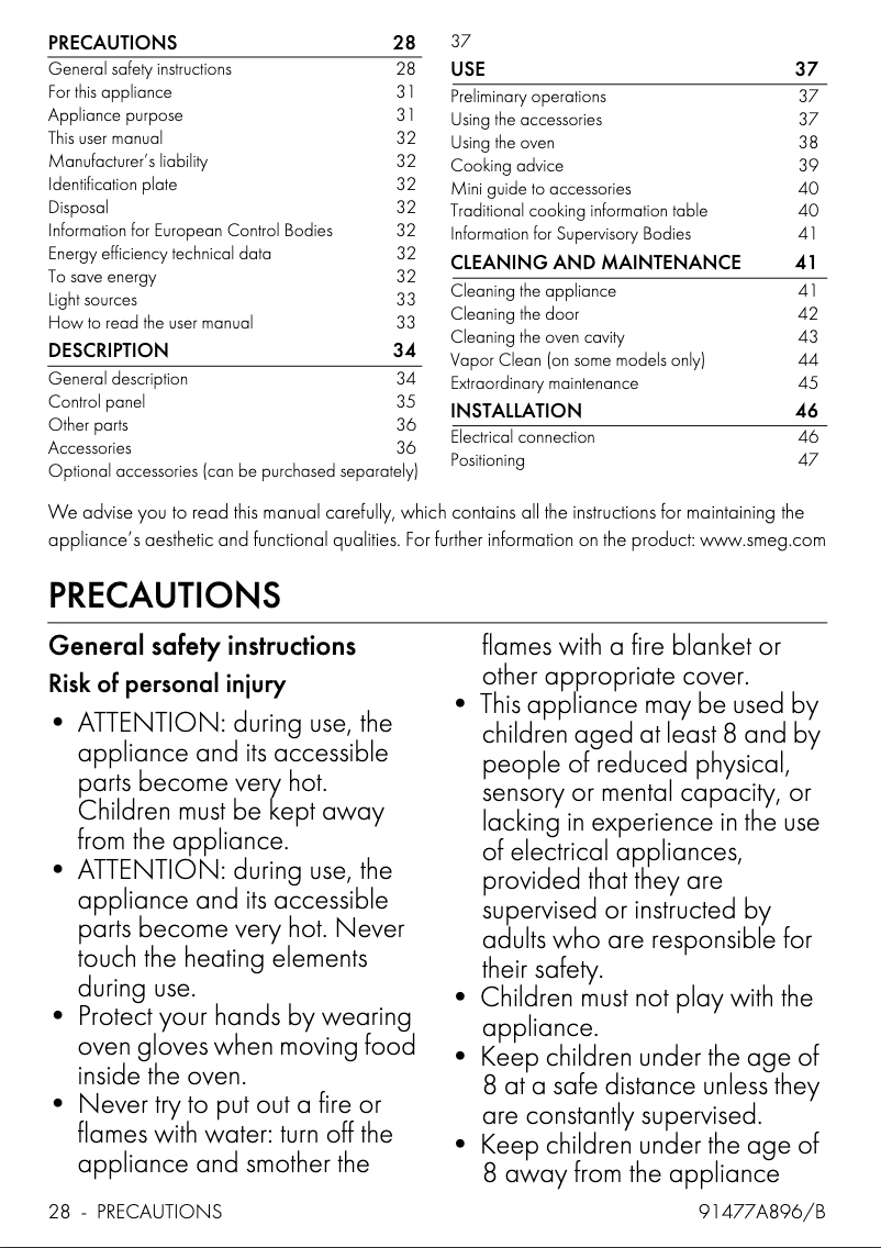 First page image of the manual for SF64M3PZB