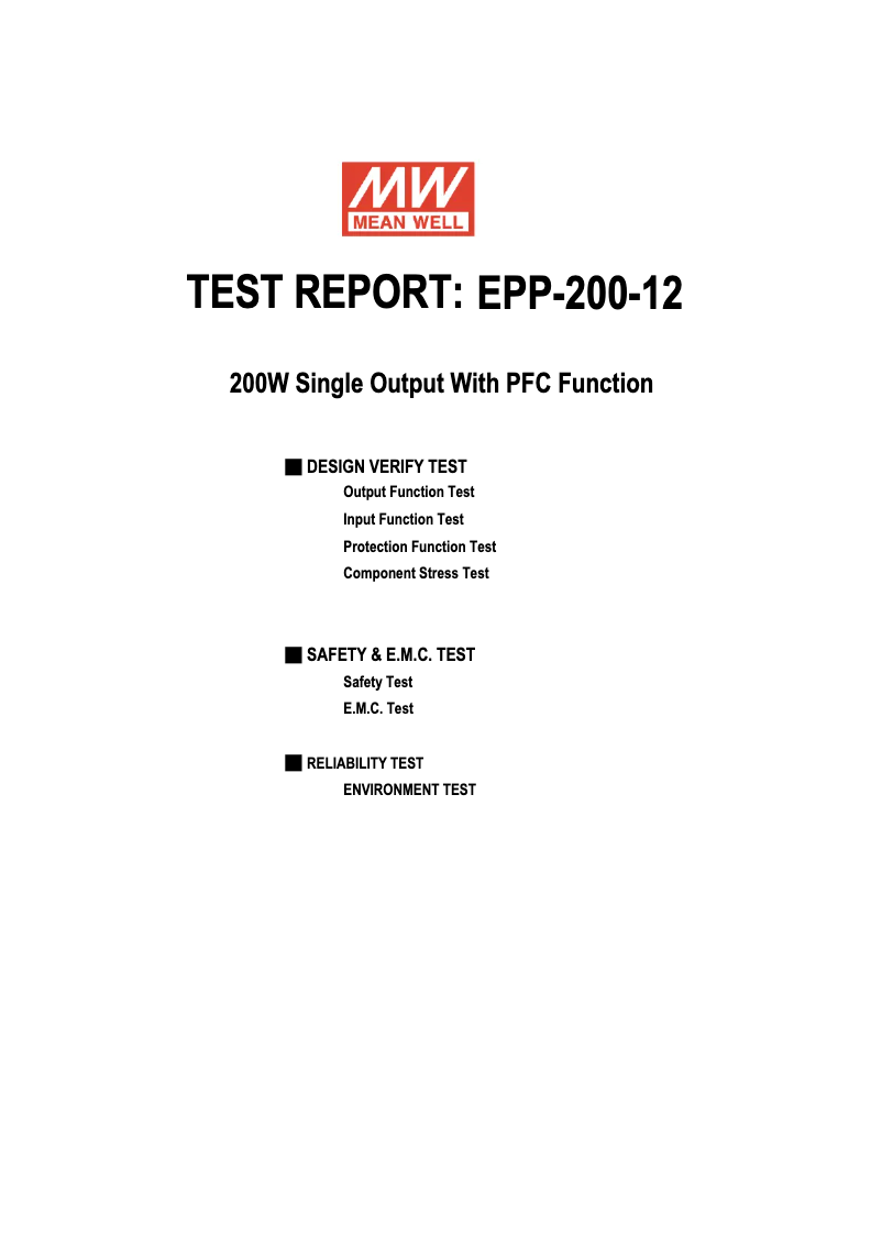 Page 1 of the manual Technical Sheet Mean Well EPP-200-12