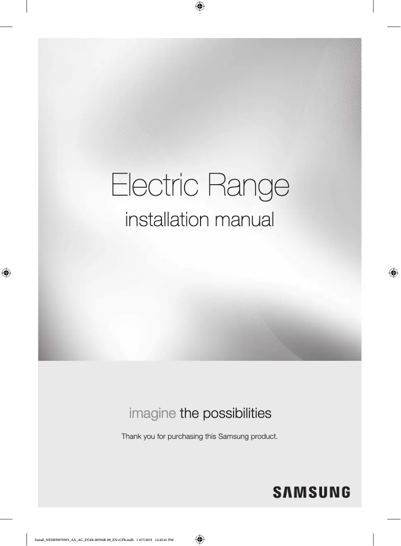 Page 1 of the manual Installation Guide Samsung NE58R9311SS