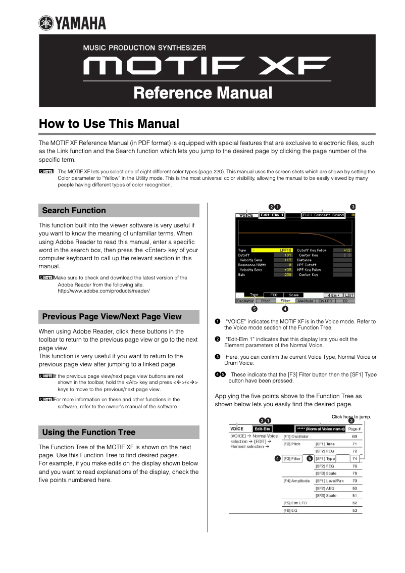 Page 1 of the manual User Manual Yamaha Motif XF7