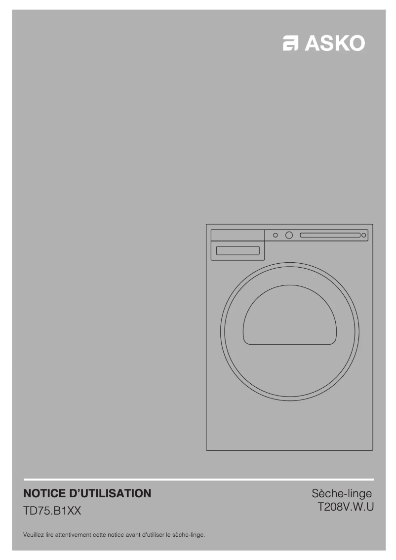 Page 1 of the manual Use and Maintenance Manual Asko T208V.W