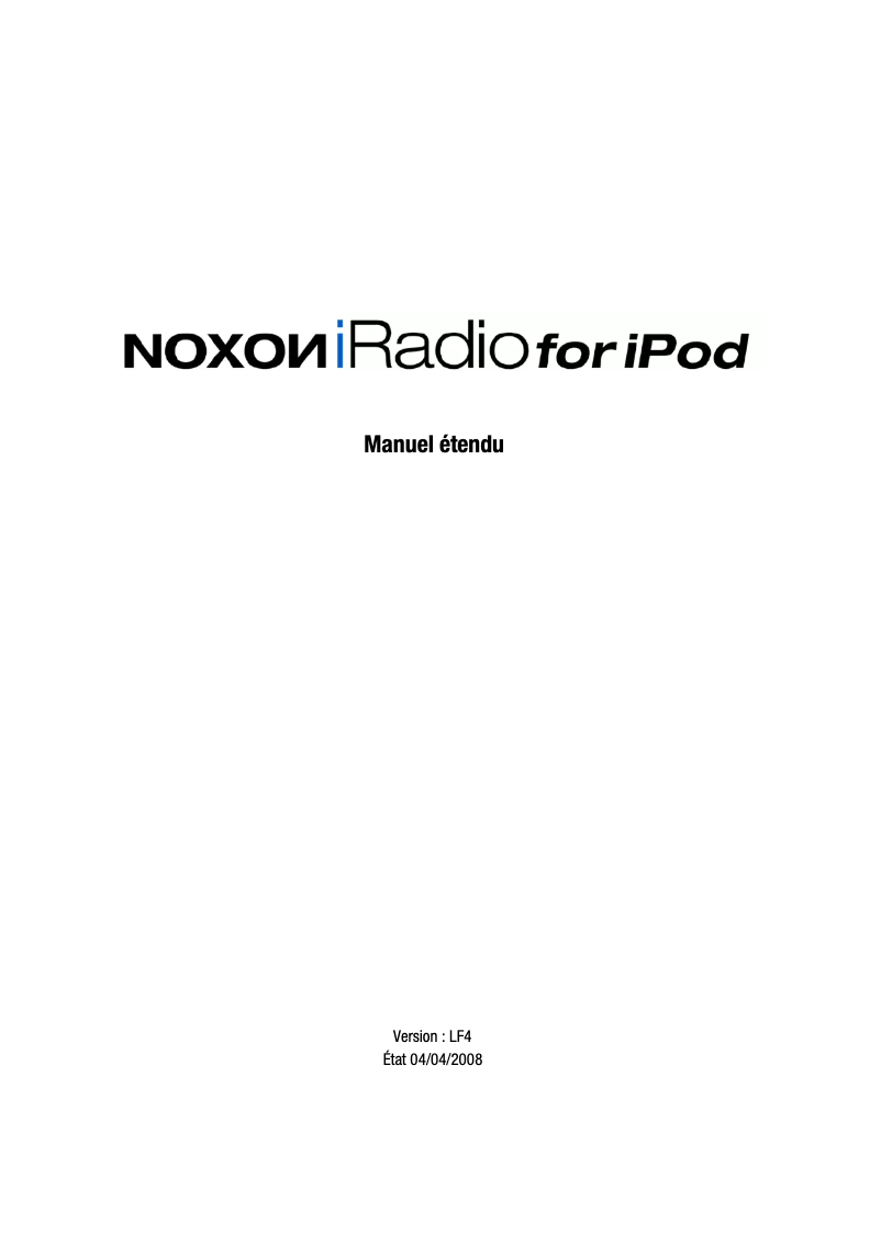 First page image of the manual for IRadio for iPod