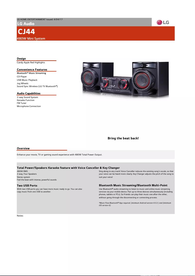 First page image of the manual for XBOOM CJ44
