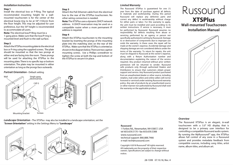 Page 1 of the manual User Manual Russound XTSPlus