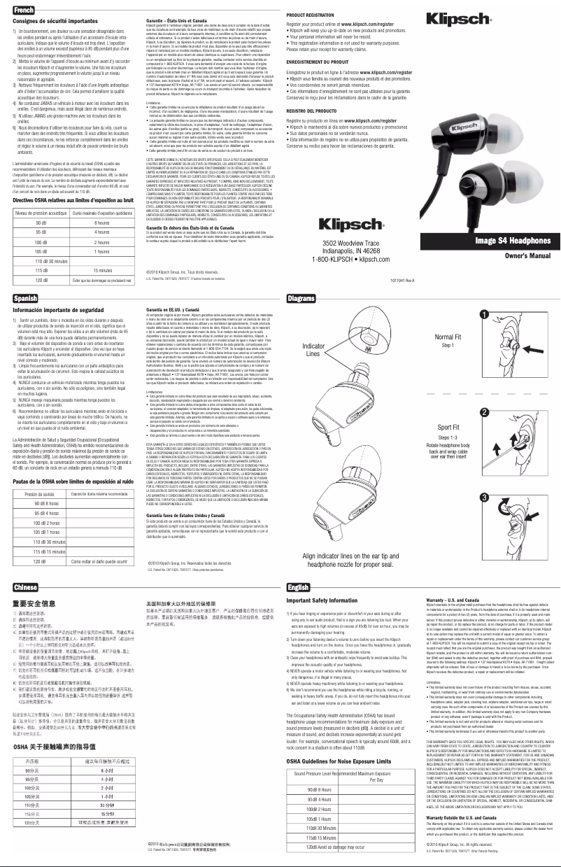 Page 1 of the manual User Manual Klipsch Image S4