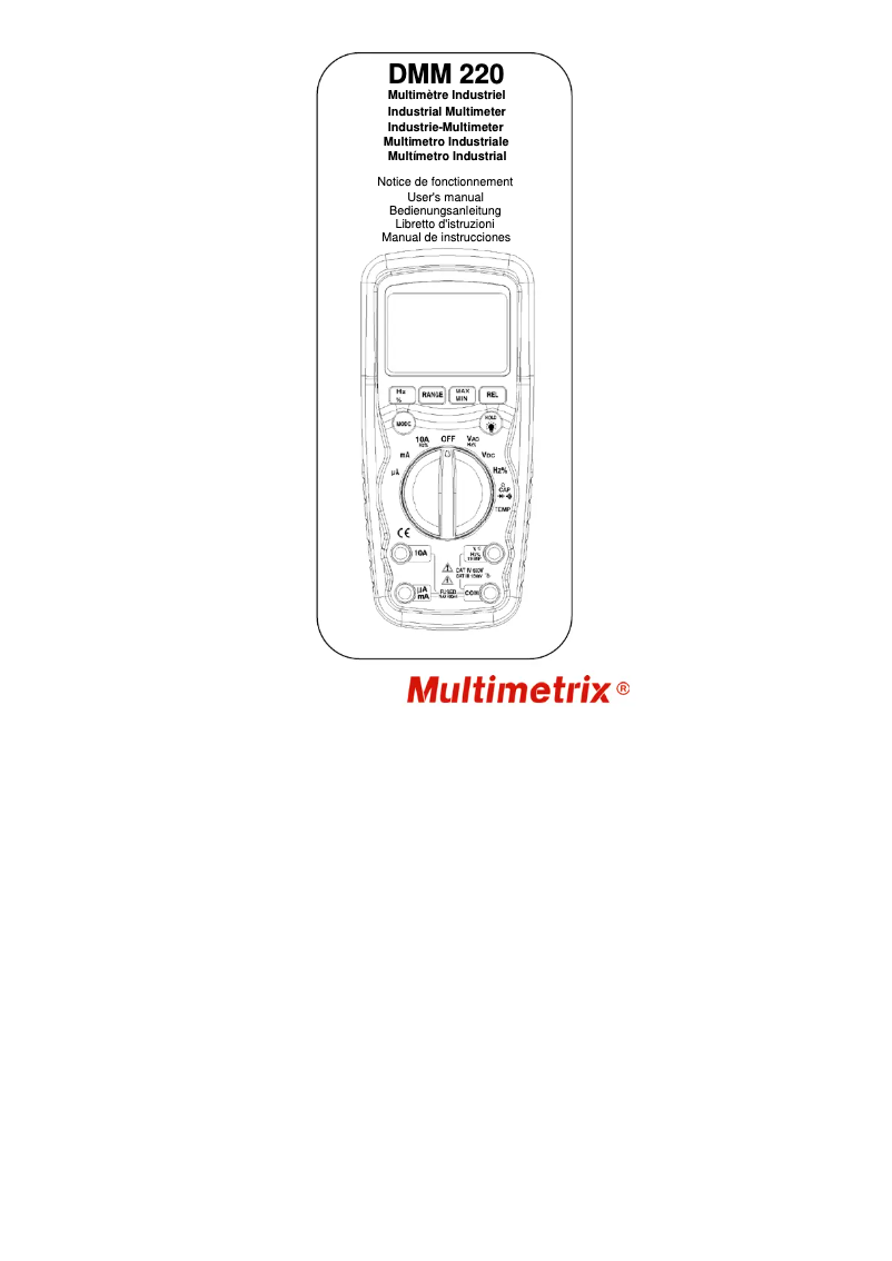 Page 1 of the manual User Manual Multimetrix DMM220