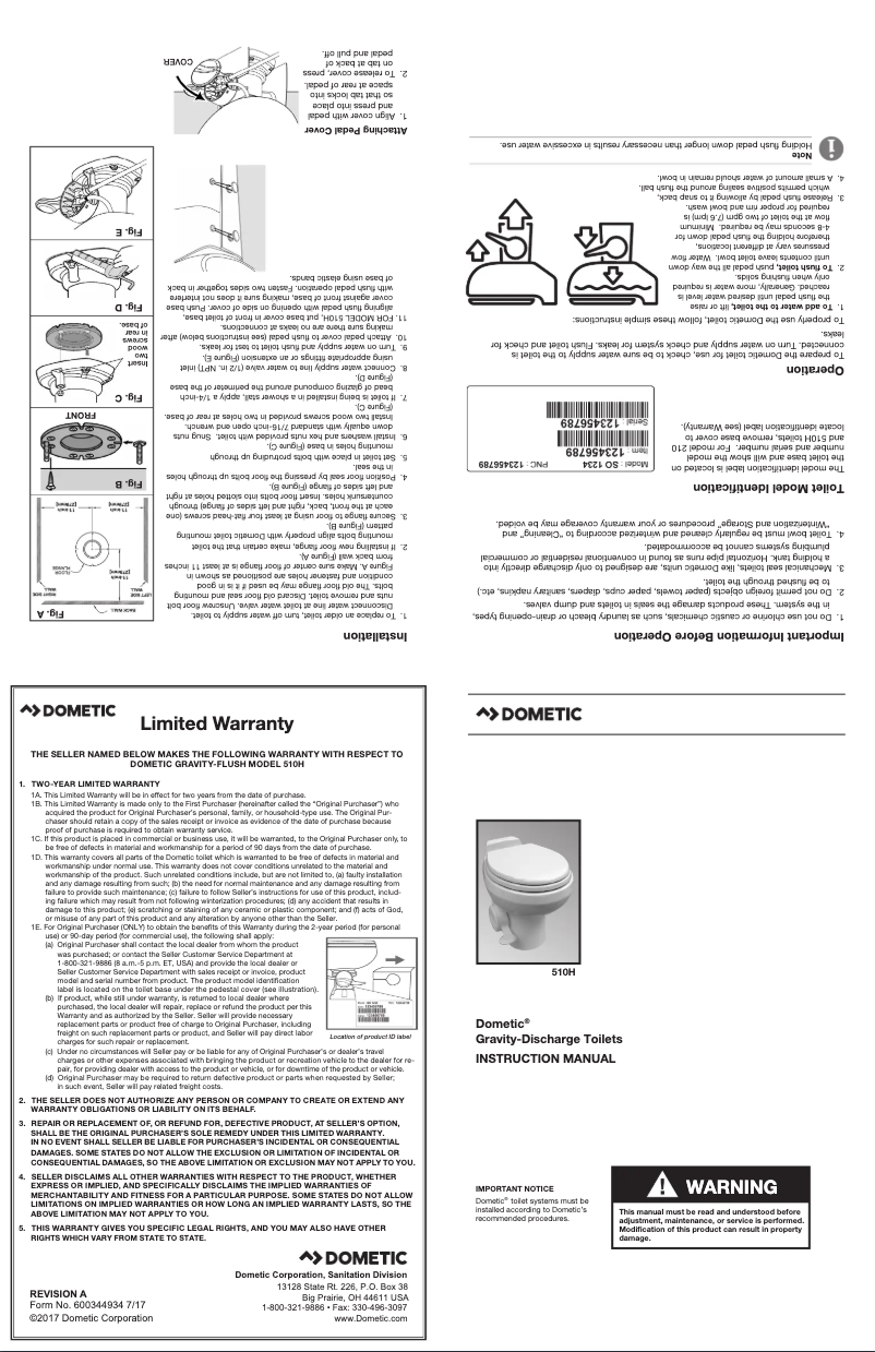 Page 1 de la notice Manuel utilisateur Dometic Traveler 510HS