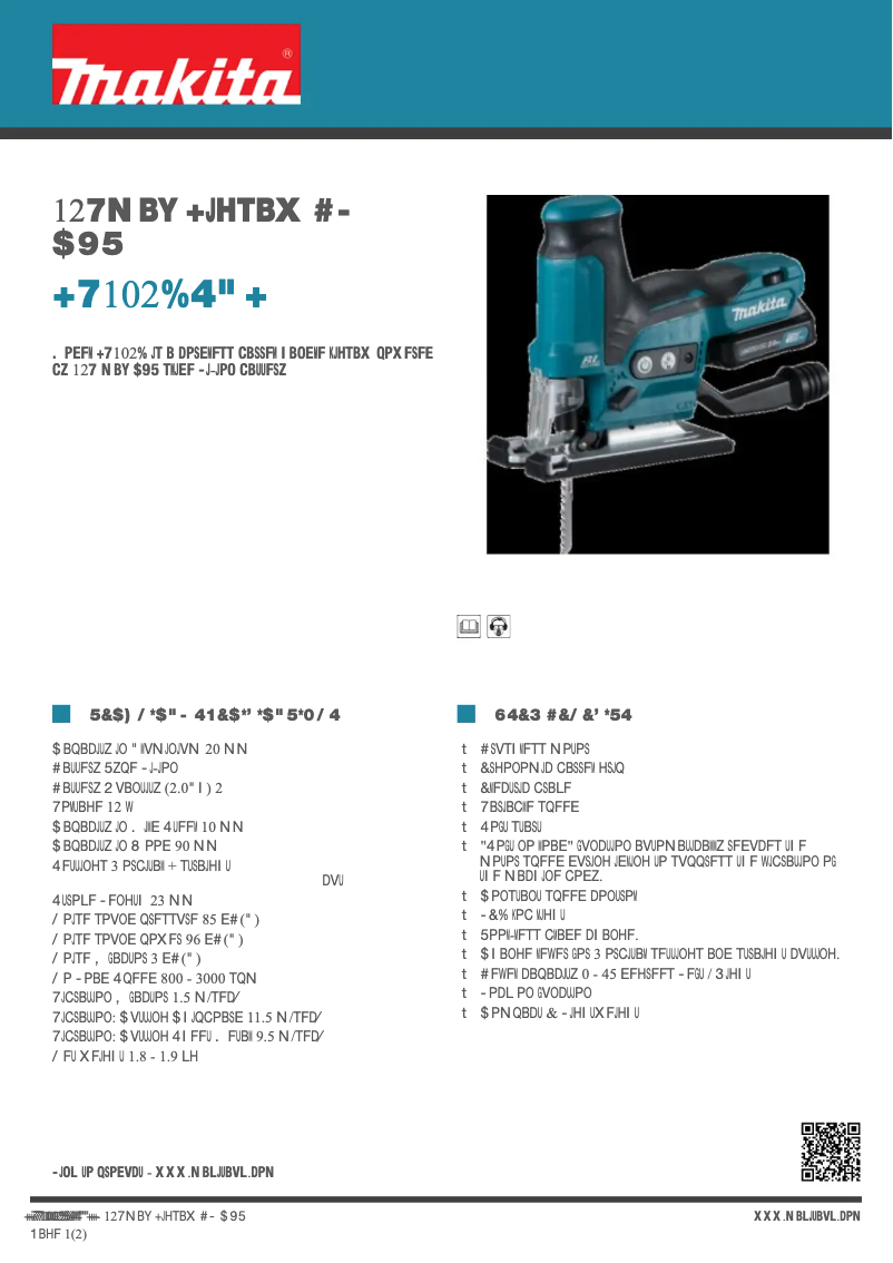 Page 1 of the manual Technical Sheet Makita JV102D