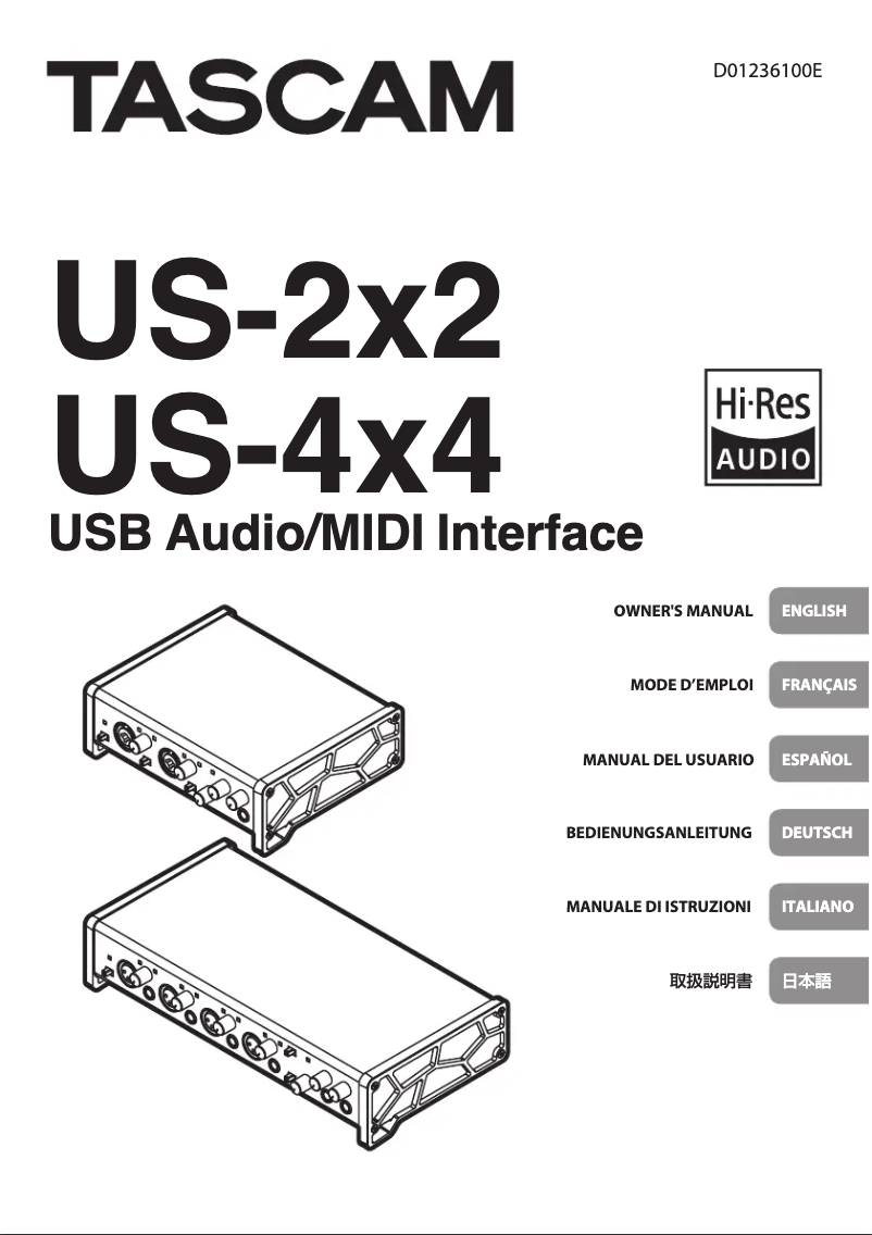 Page 1 of the manual User Manual Tascam US-4x4