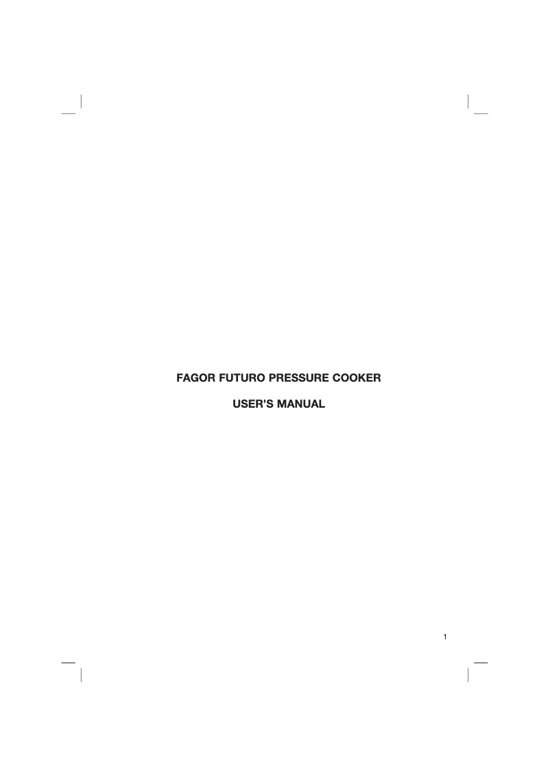 Page 1 of the manual User Manual Fagor Futuro