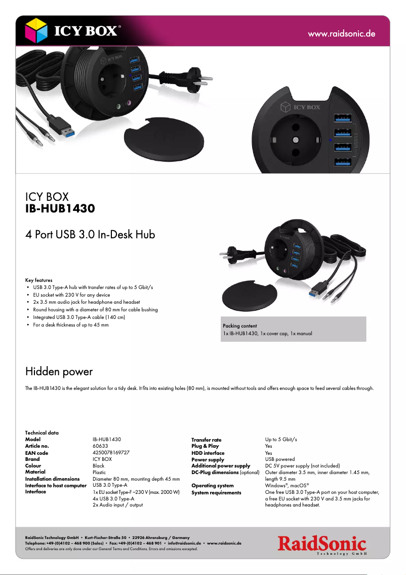 Image de la première page du manuel de l'appareil IB-HUB1430