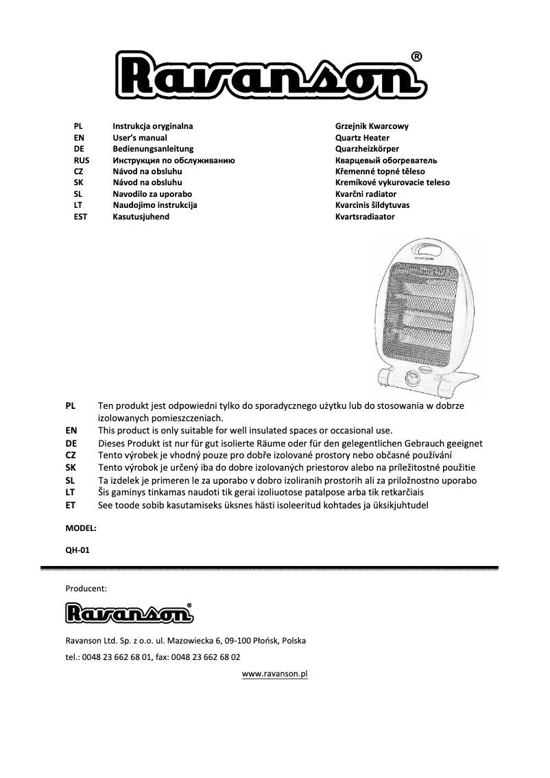 First page image of the manual for QH-01