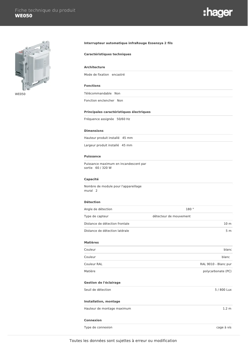 First page image of the manual for WE050