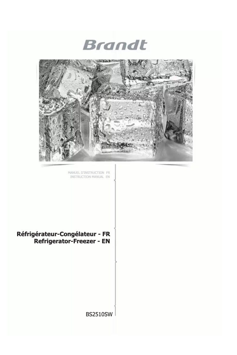 Page 1 de la notice Manuel utilisateur Brandt BS2510SW