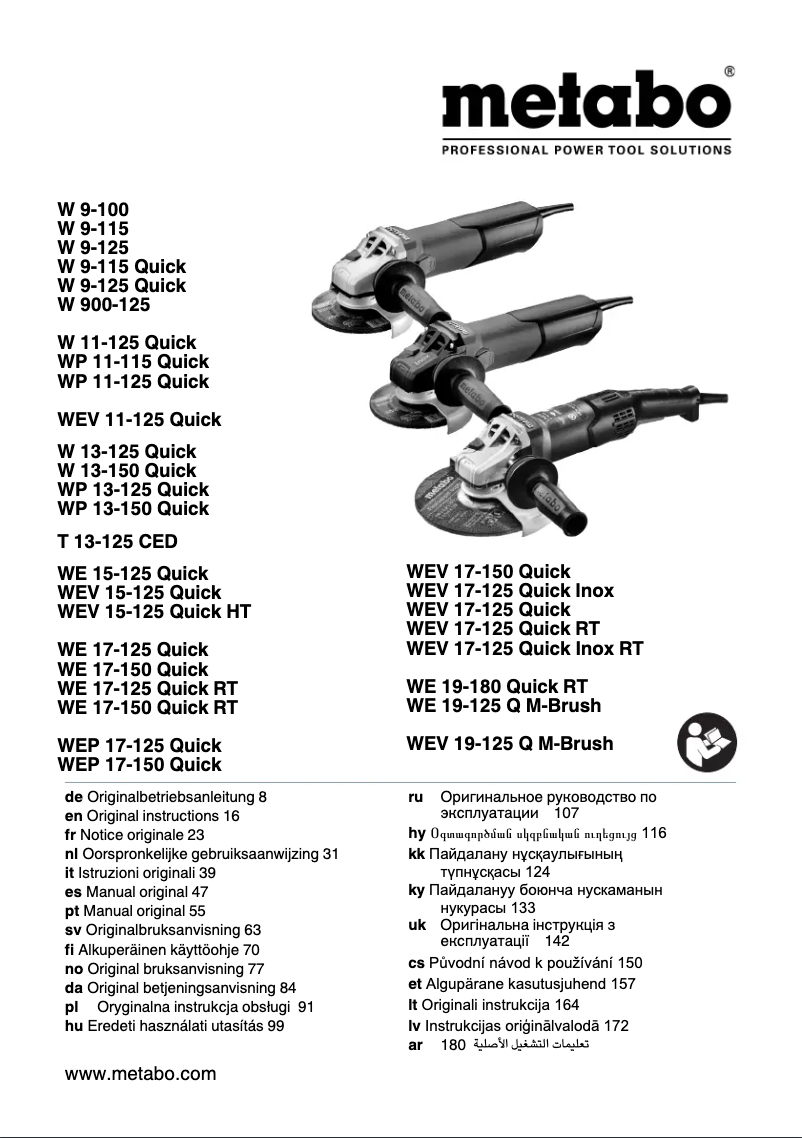 Page 1 of the manual User Manual Metabo WEV 17-125 Quick Inox RT