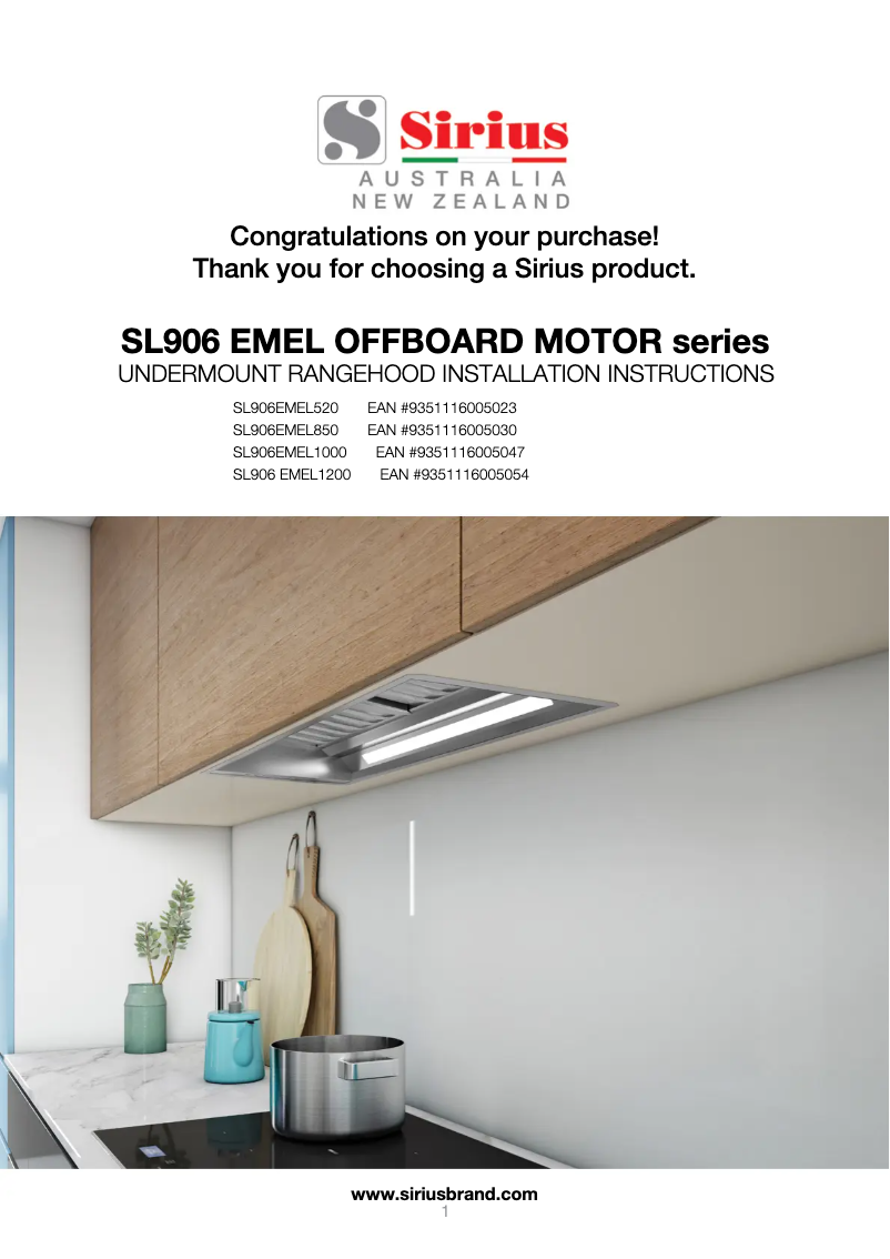 First page image of the manual for SL906EMEL850