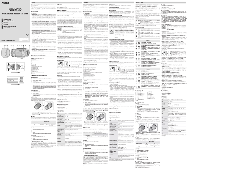First page image of the manual for Nikkor AF-S DX 55-200mm f/4-5.6G ED VR II