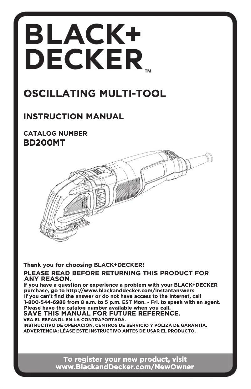 Page 1 of the manual User Manual Black & Decker BD200MT