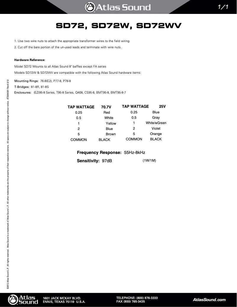 First page image of the manual for SD72