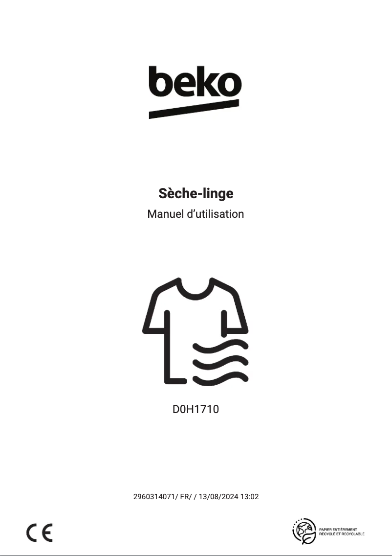 Page 1 of the manual User Manual Beko D0H1710