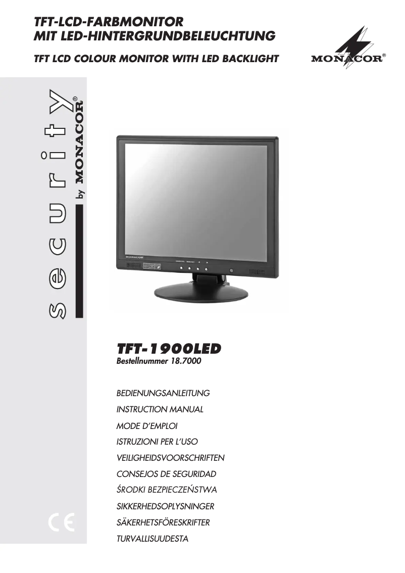 First page image of the manual for TFT-1900LED