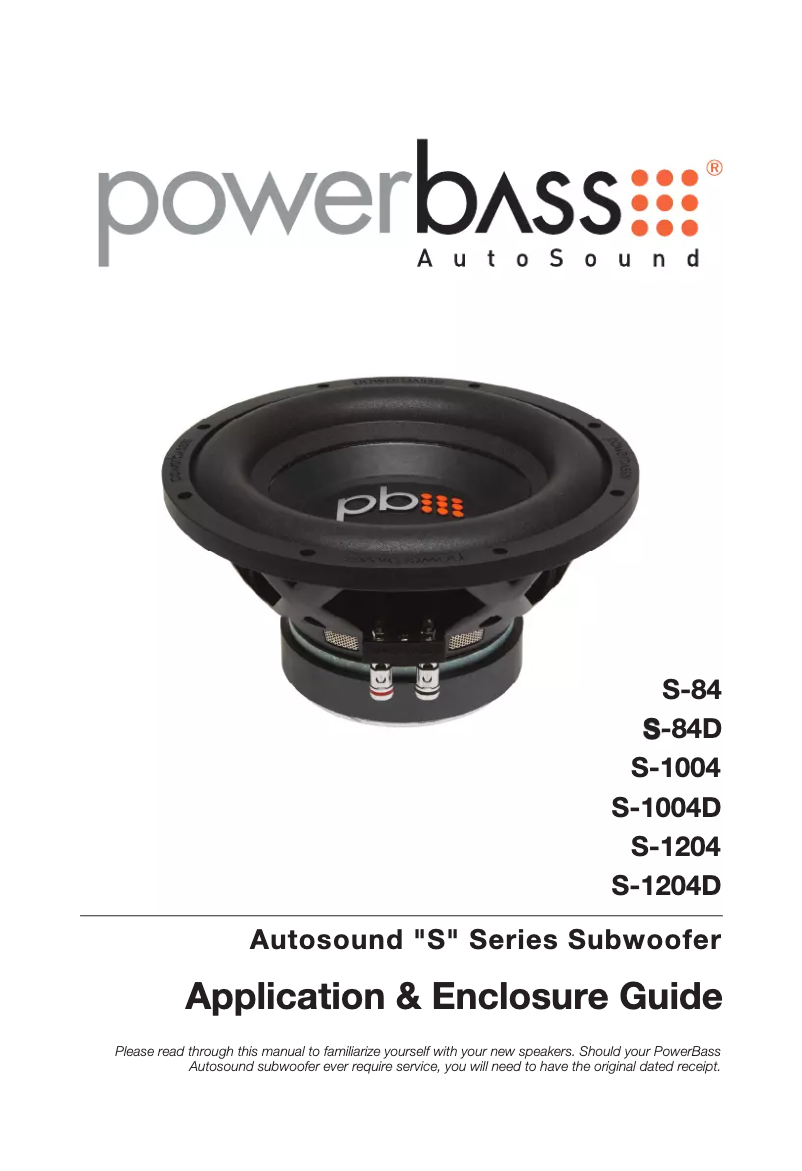 Page 1 of the manual User Manual PowerBass AutoSound S-84