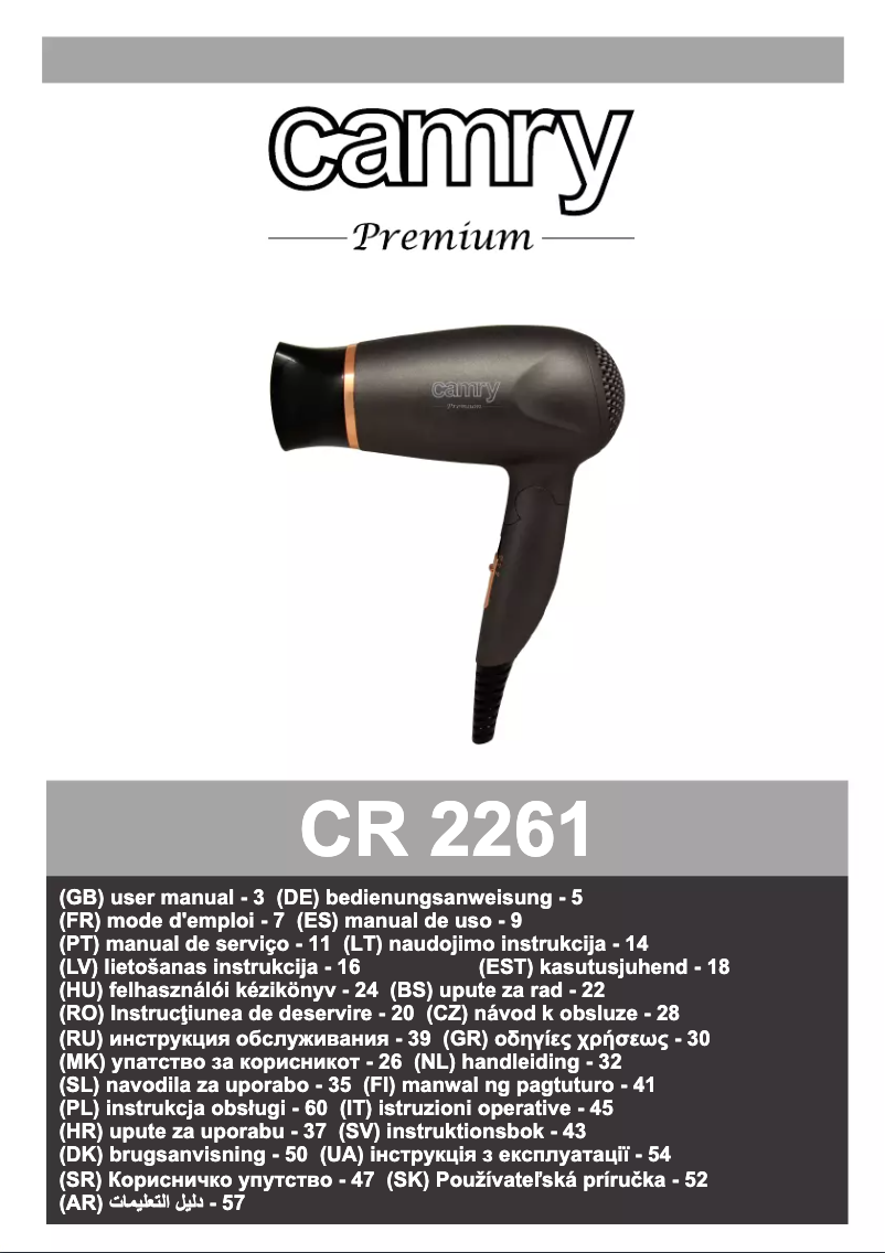 Page 1 of the manual User Manual Camry CR 2261