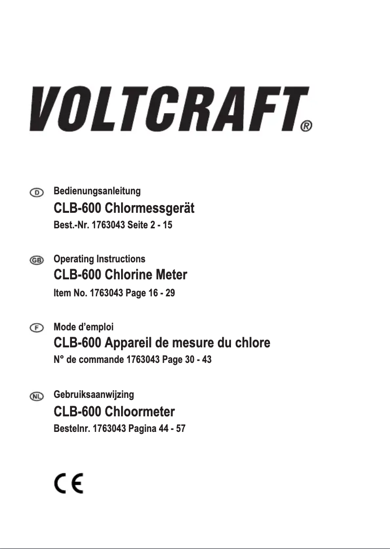 Page 1 of the manual User Manual Voltcraft CLB-600