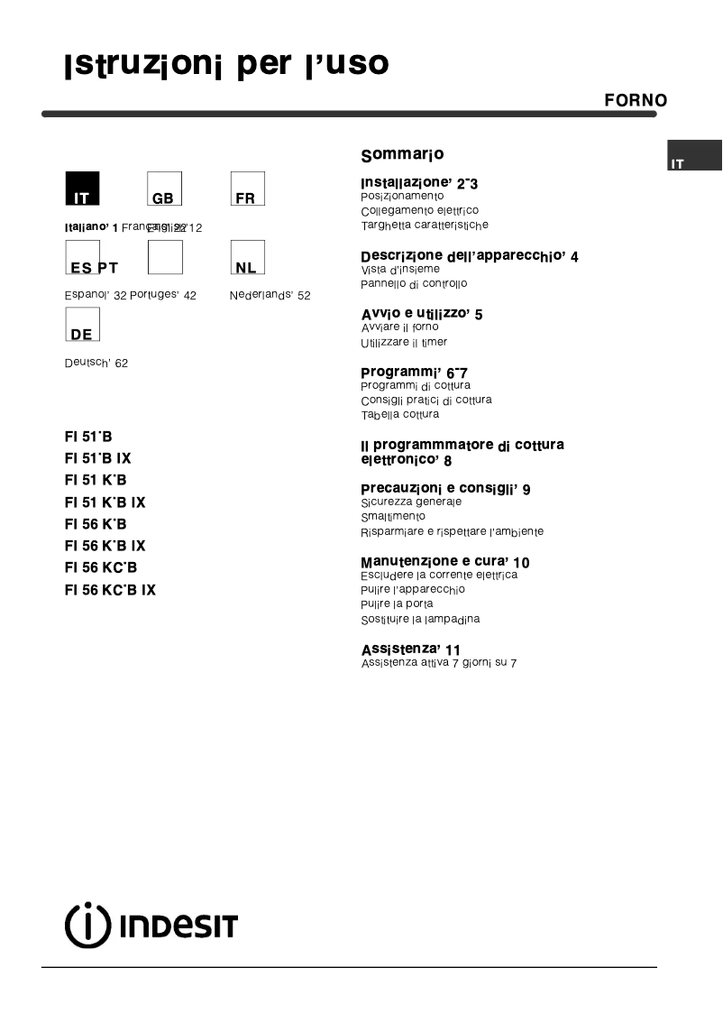 First page image of the manual for FI 51.B