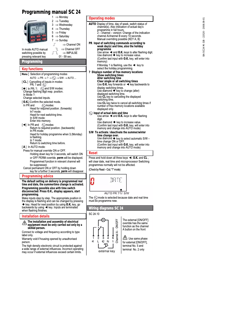 First page image of the manual for SC 24.10