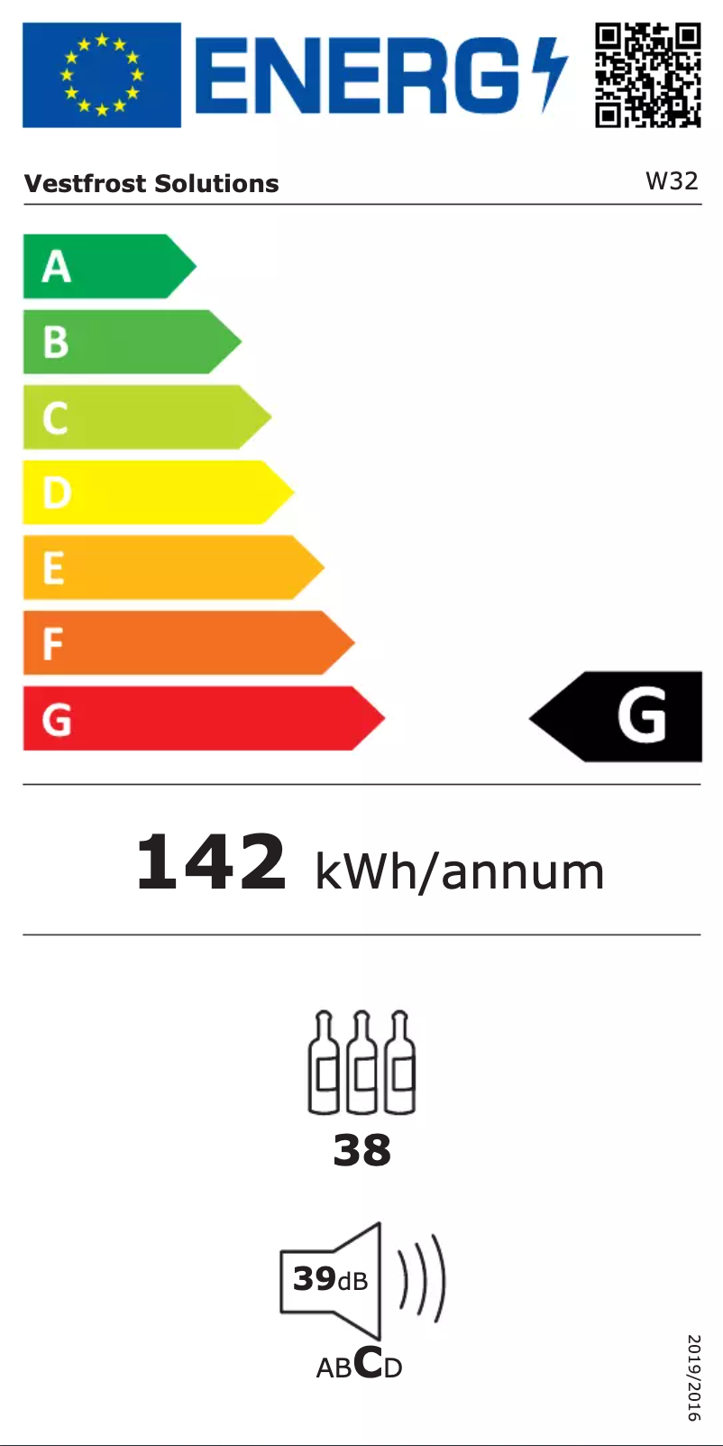 Page 1 of the manual Energy Label Vestfrost W 32