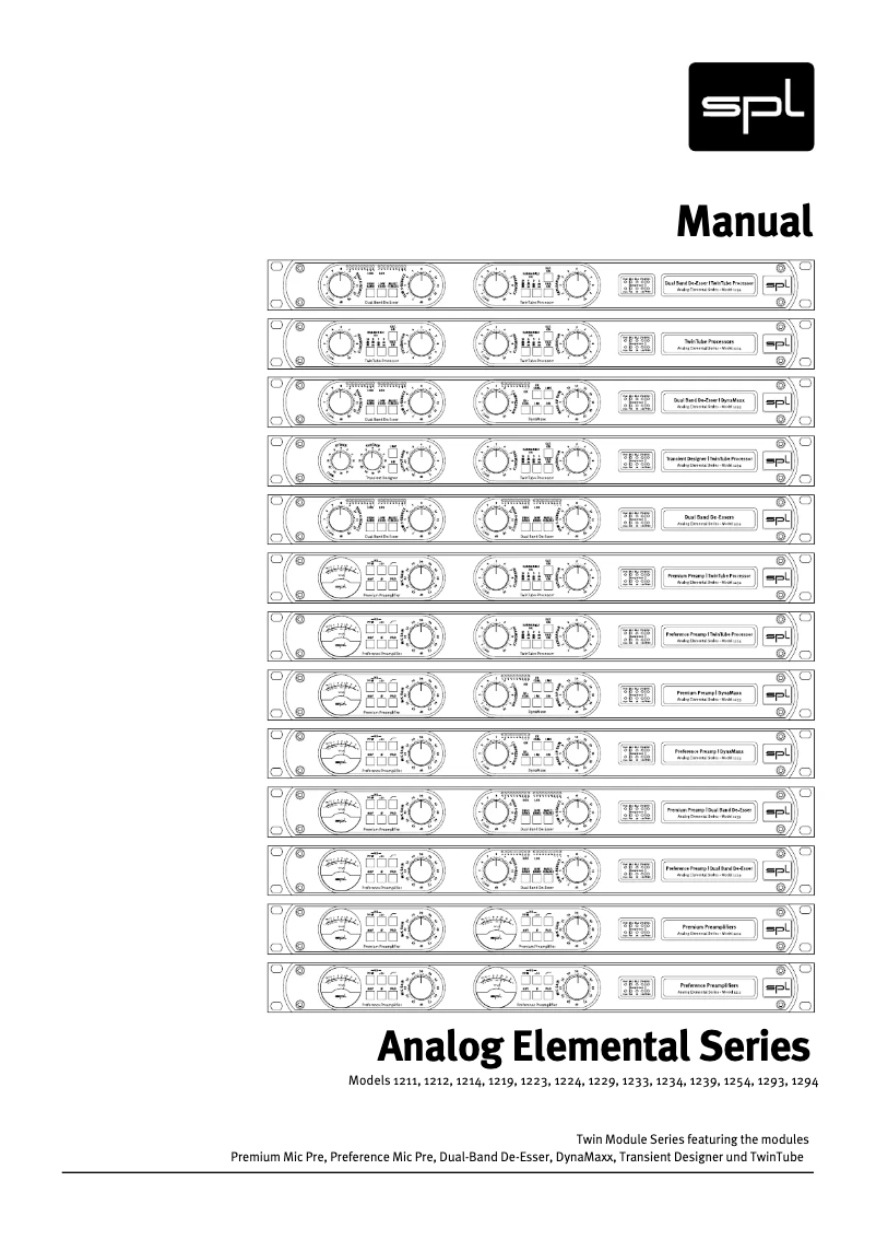 First page image of the manual for Analog Elemental Series