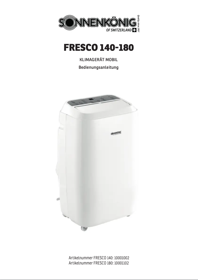 Page 1 of the manual User Manual Sonnenkönig Fresco 140