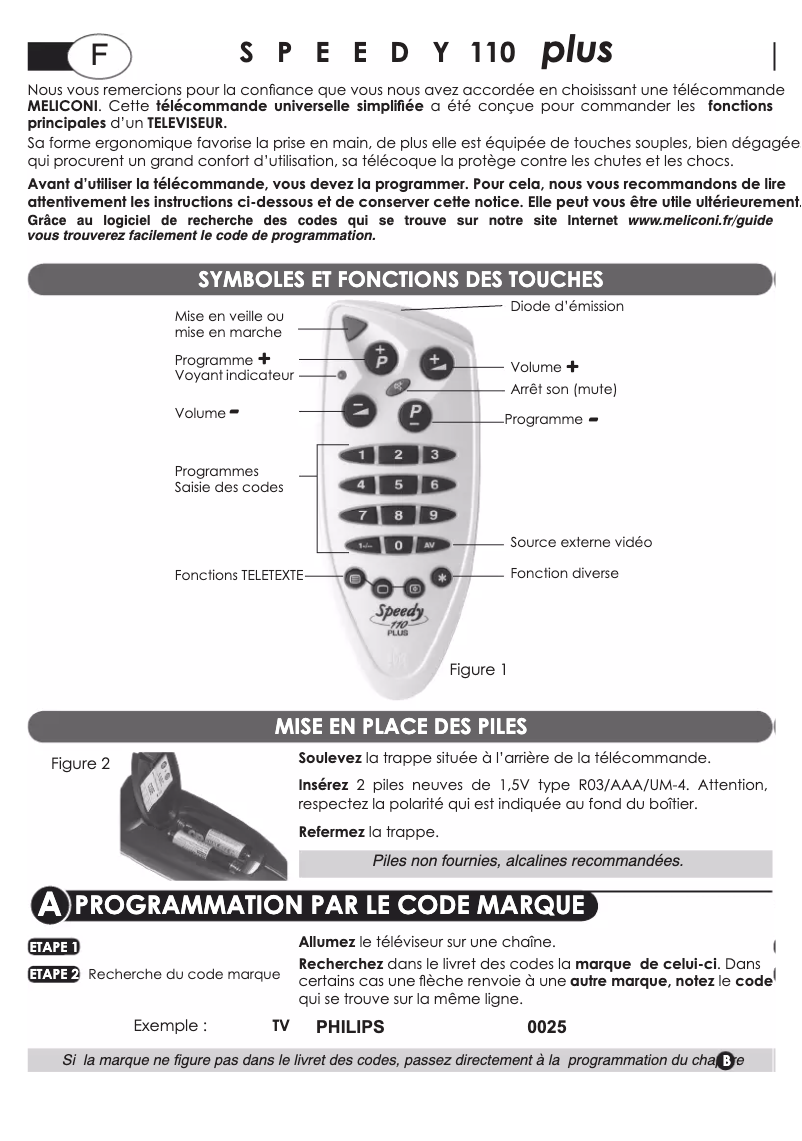 Page 1 of the manual User Manual Meliconi Speedy 110 Plus