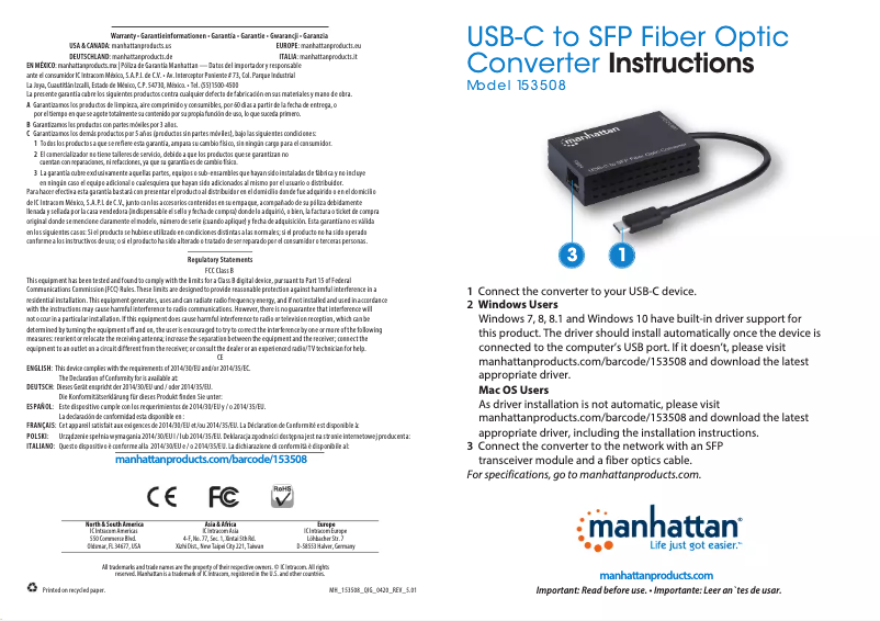 First page image of the manual for 153508