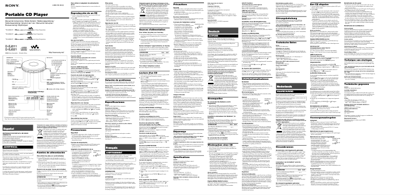 Page 1 of the manual User Manual Sony D-EJ021
