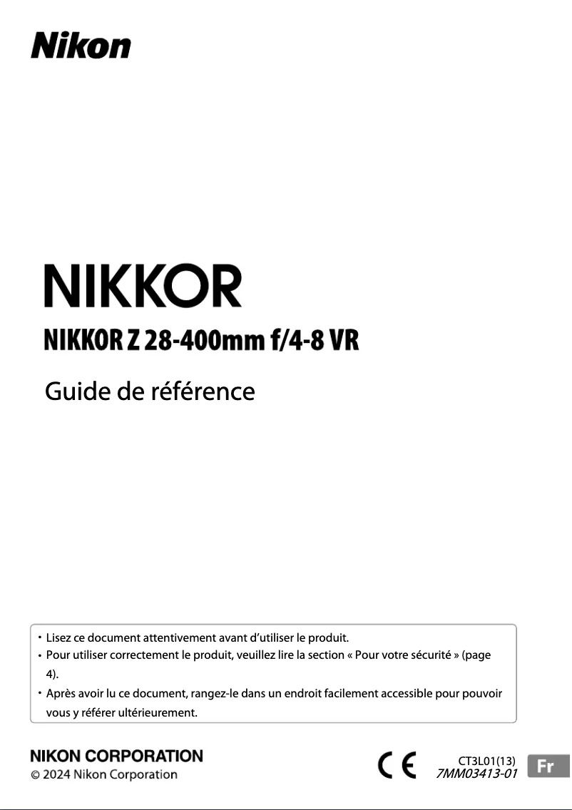 Page 1 of the manual User Manual Nikon NIKKOR Z 28-400mm f/4-8 VR