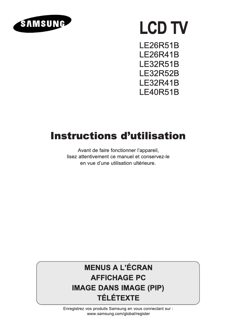 Page 1 of the manual User Manual Samsung LE26R51BH