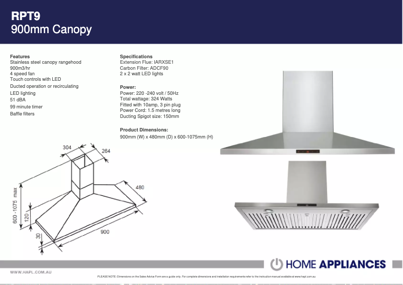 First page image of the manual for RPT9