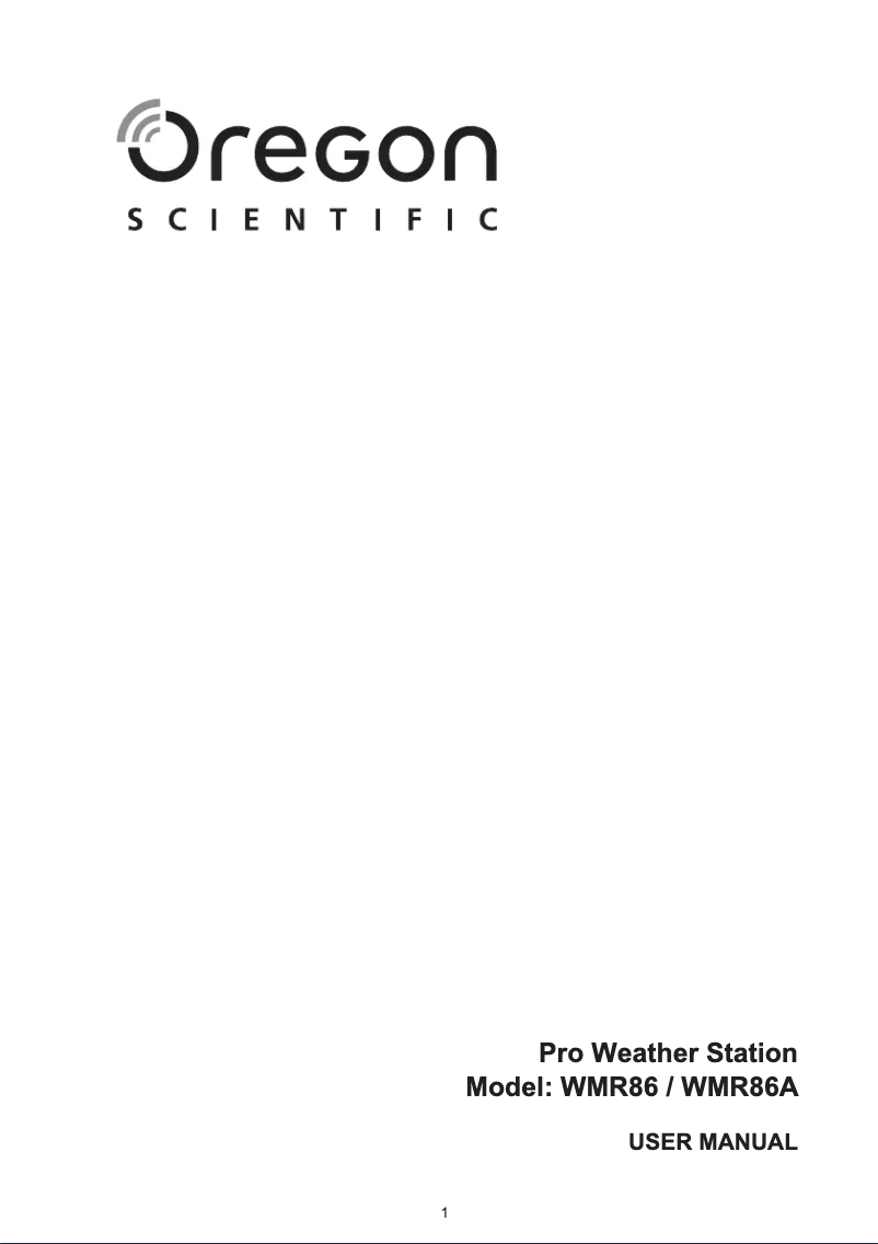 Page 1 of the manual User Manual Oregon Scientific WMR 86