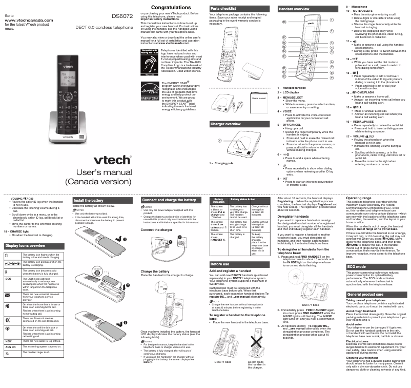 Page 1 of the manual User Manual Vtech DS6072