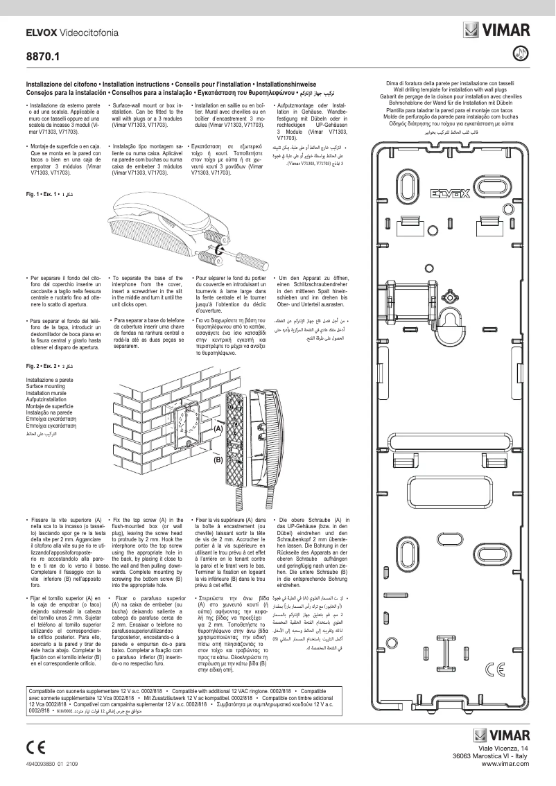 First page image of the manual for ELVOX 8870.1