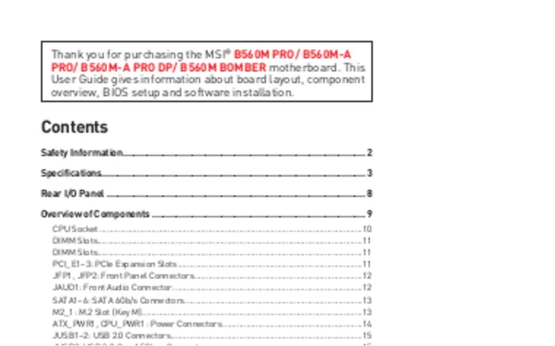 First page image of the manual for B560M PRO