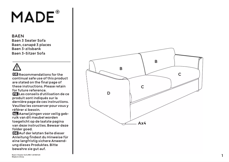 First page image of the manual for Baen