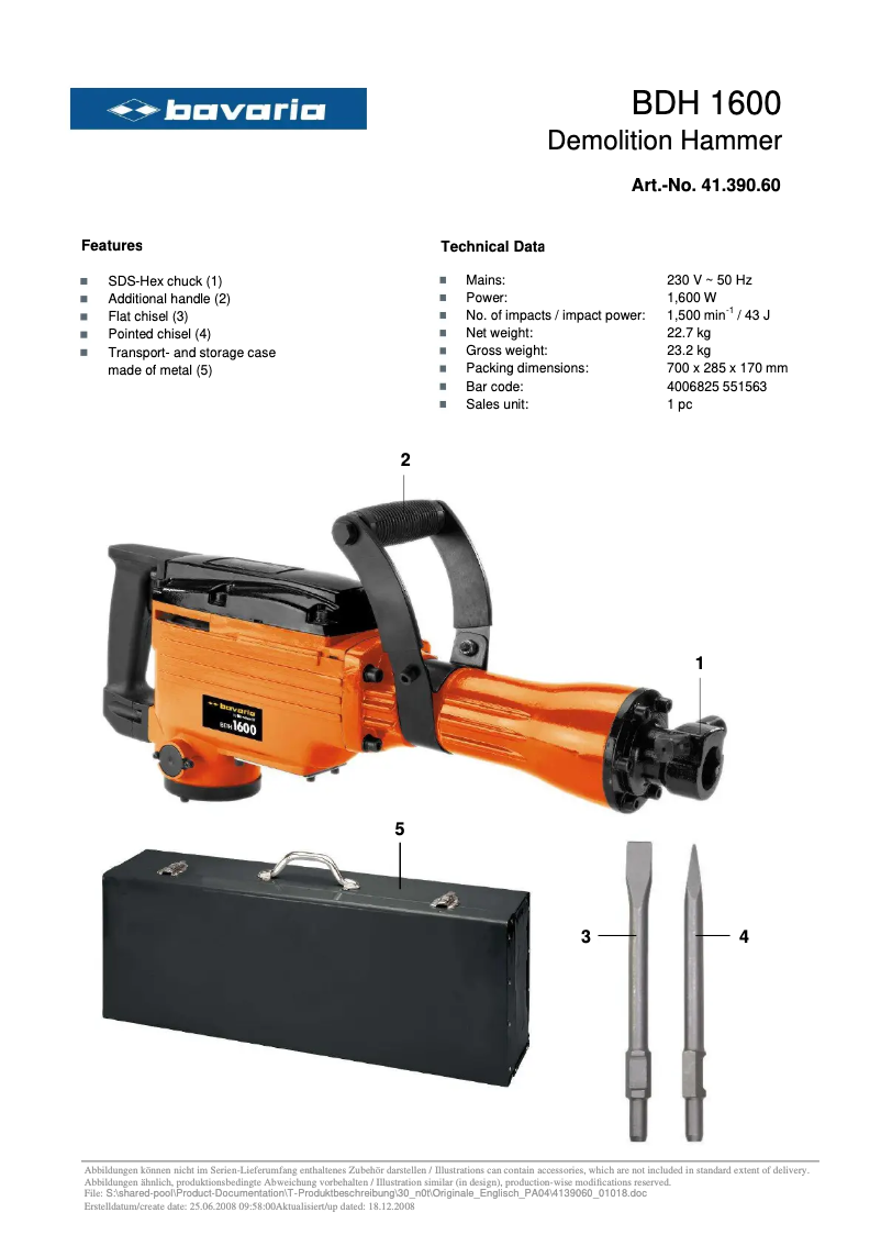 First page image of the manual for BDH 1600