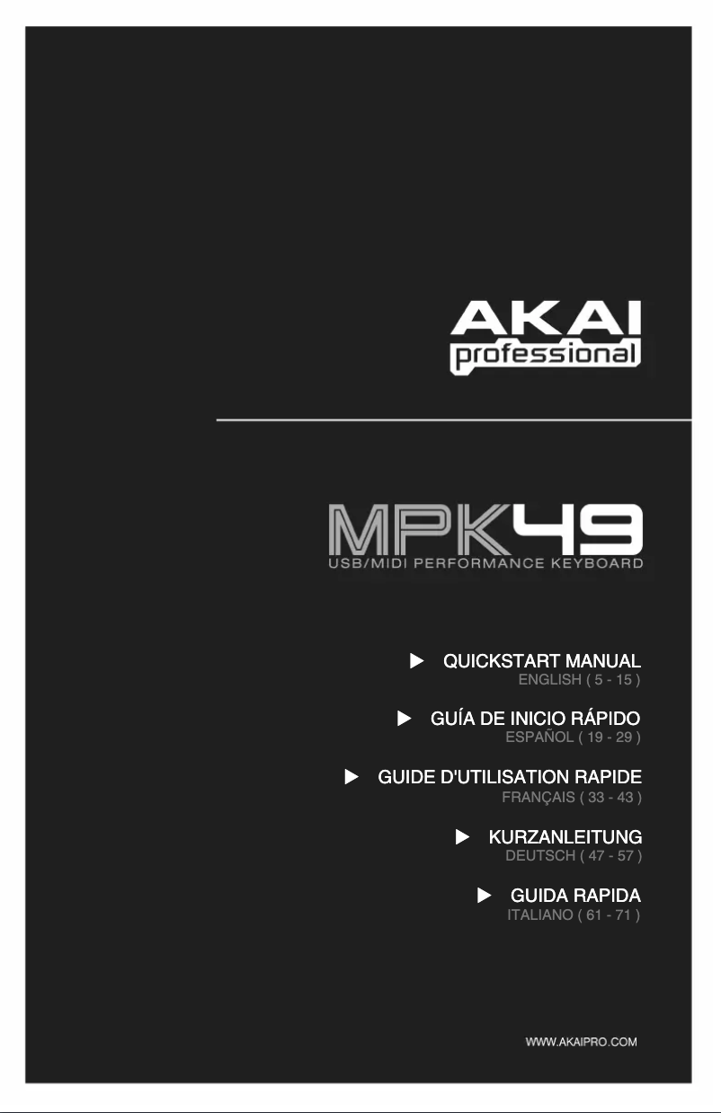 First page image of the manual for MPK49